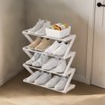 thumbnail image 5 of Qocolhg Z-Shaped 4 Tier Free Standing Sturdy Plastic Shoe Rack for Closet Holds 8 Pairs Shoe Organizer Stackable Shoe Storage Shelf for Entryway, Closet, Garage, Bedroom, Cloakroom, White, 5 of 6