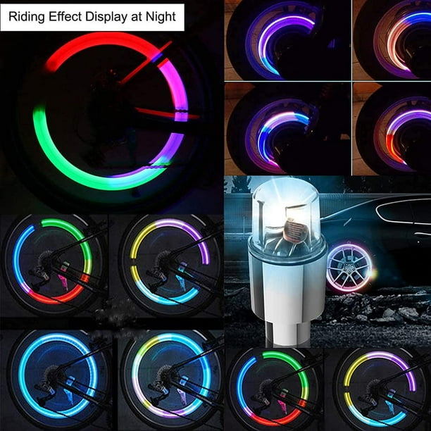 2PCS Luc De Tapa De Vástago De Válvula, Luc De Cubierta De Válvula Que Brillan En La Noche, Reemplazo De Rendimiento General, Multicolor - China Luz De Ruedas, Bicicleta LED