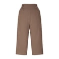 thumbnail image 2 of Bloomae Capri Pants for Women Stretch High Waisted Crop Office Work Cropped Pants Summer Casual Capris Slacks Yoga Dress Pant Brown L, 2 of 8