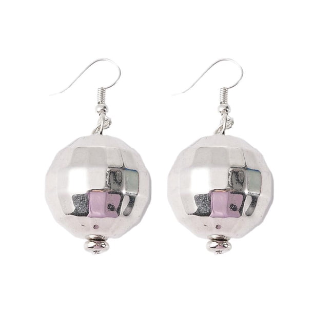 Pendientes de bola de discoteca estilo punk retro - 2 pares, estilo años 60 y 70, plateados, bola de 2 cm, material CCB de alta calidad, versátiles para fiestas de baile, accesorios de disfraz, joyas