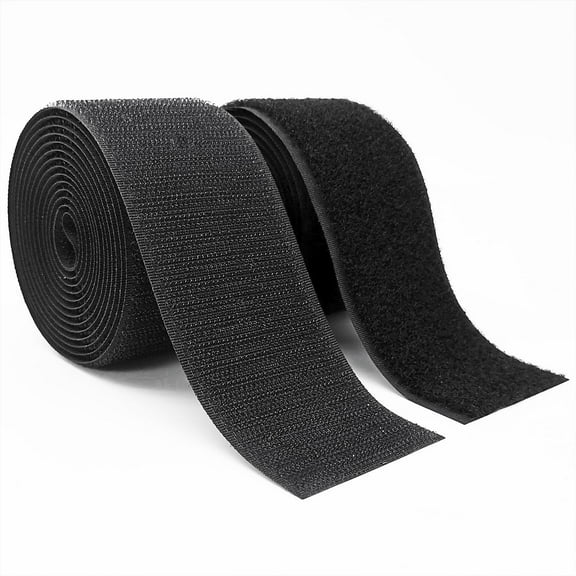 Sew On Hook and Loop Strips, 2 Inch Wide, Easy to Sew, Excellent Grip, Non-Adhesive, Interlocking Tape, Hook & Loop Tape for Clothing Sewing Crafts and DIY Projects, Each Roll 2'' x 6', Black