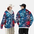 thumbnail image 4 of Daiia Red And Blue Leaves UPF 50+ Sun Protection Hoodie Jacket Lightweight Long Sleeve Sun Shirt for Women Men with Pocket Hiking Outdoor-3X-Large, 4 of 7