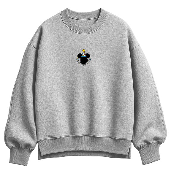 Disney - Mickey Head Bday Hat Women's Oversized Fleece Crew Sweatshirt