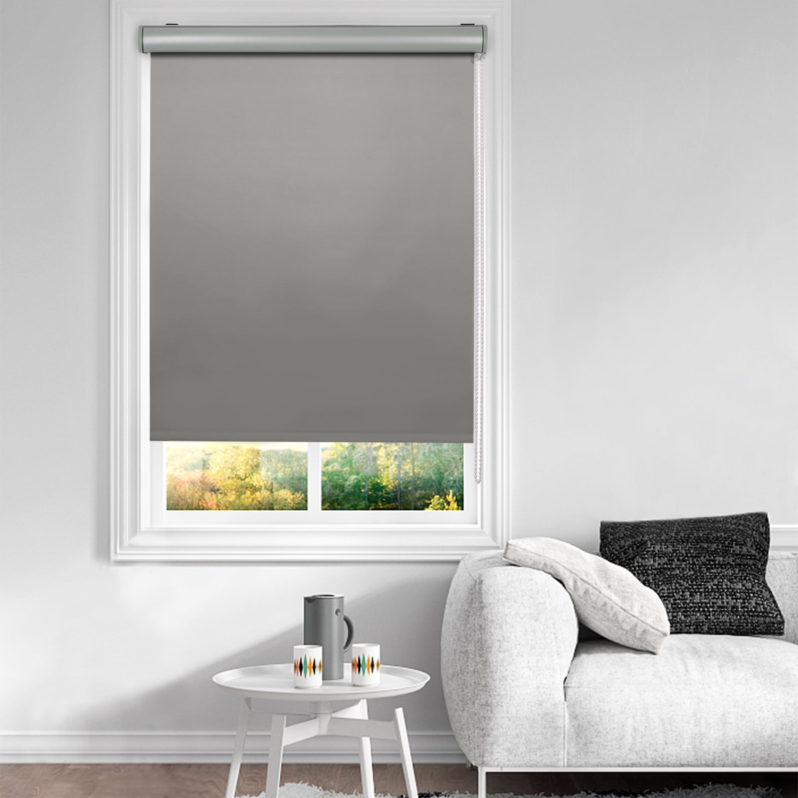 Blackout Window Blind Darkening Roller Curtain Sun Blind 90x210cm Polyester Grey 