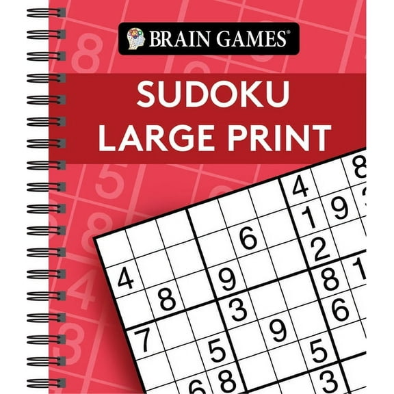 Brain Games Large Print Brain Games - Sudoku Large Print (Red), (Spiral-Bound)