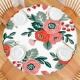 thumbnail image 2 of Elastic Round Tablecloth with Elegant Floral Design, Waterproof-Feel Polyester Fabric for Home and Outdoor Use, Fits 44-52 Inch Round Tables, 2 of 7