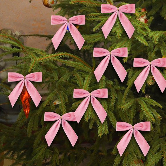 Christmas Bows Christmas Decorations Christmas Ornaments 24pcs Burgundy Small Velvet Christmas Bows for Tree Wreath Gift Wrap Crafts Wedding Party Bows For Snack Bags Baking Candy Bags Home Decor