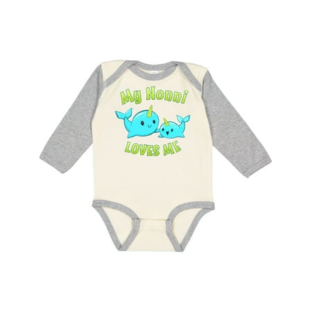 

Inktastic My Nonni Loves Me- Cute Narwhal Gift Baby Boy or Baby Girl Long Sleeve Bodysuit