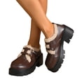 thumbnail image 2 of EKVAHL Women’s Round Toe Double‑Buckle Platform Loafers, Warm Lined Chunky Lug Sole Mary Jane Shoes, Non‑Slip Fall Winter Dating Office Daily Fashion Footwear, 2 of 6
