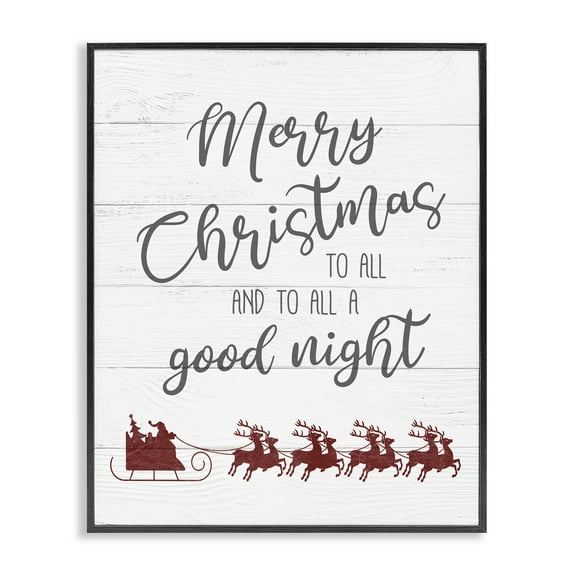 Stupell Industries To All A Good Night Christmas Holiday Painting Black Framed Art Prints Wall Art, 11 x 14