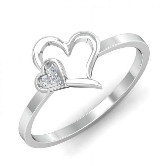 Solid Silver Heart Shaped Ring Moissanite Ring Passionate Love Ring, Gift Ring for Beloved