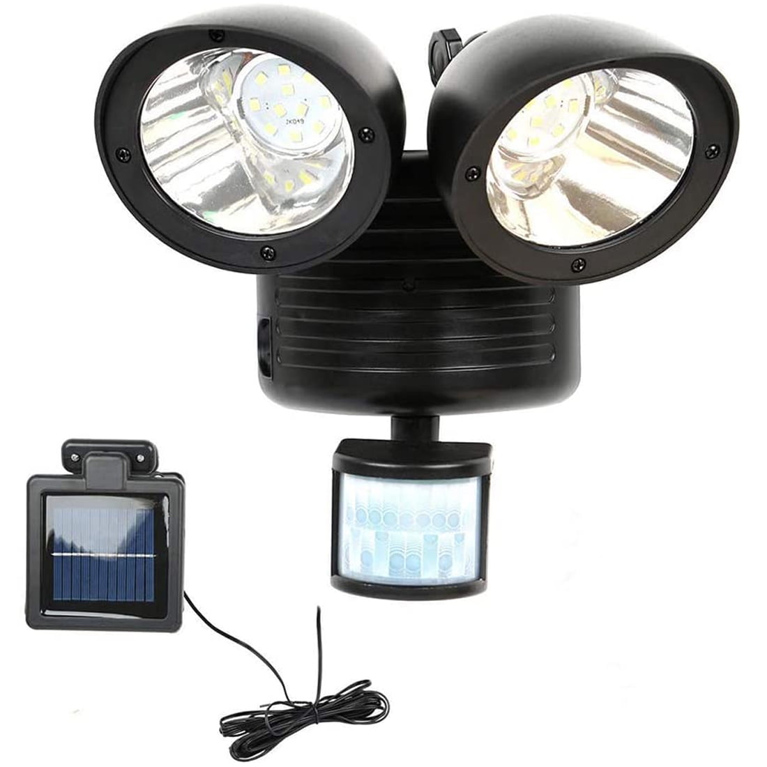 Solar Power Motion Sensor Light 22 LED Dual Head Security Floodlight Outdoor New 