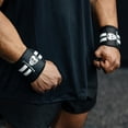 thumbnail image 6 of GYMREAPERS Weightlifting Black Wrist Wraps for Powerlifting Competition with Thumb Loop, 18-Inch, 6 of 6