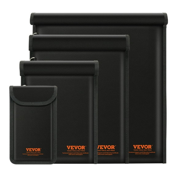 VEVOR Faraday Bags, 4 Pack Faraday Pouch Set for Laptop (16.9x15"), Tablet (13x10.2"), Phone (7.87x4.7") & Radio (10.6x7.8"), Fireproof Signal Blocking Holder, Anti-Theft & Anti-Hacking Pouch Blocker