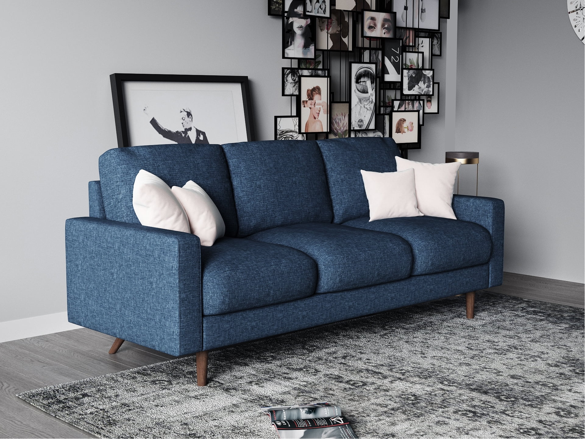 Uspridefurniture Craigmont 71.7'' Square Arm Sofa,Blue