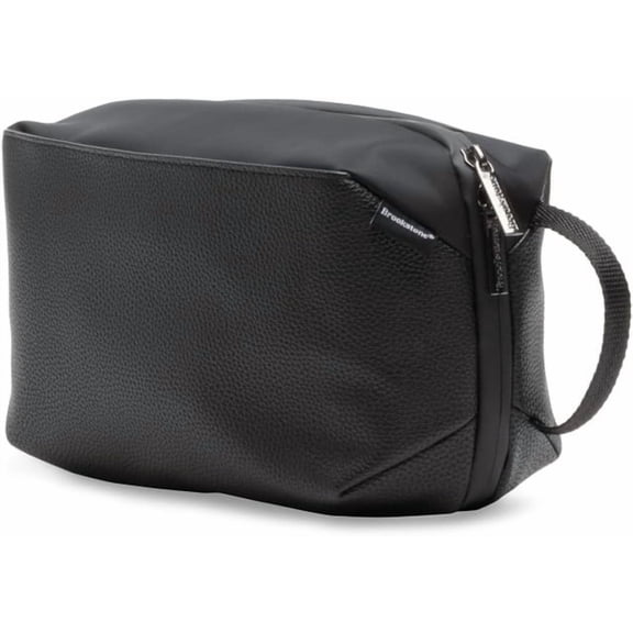 Brookstone Toiletry Bag Vegan Leather Compact Zippered Travel Bag for Toiletries