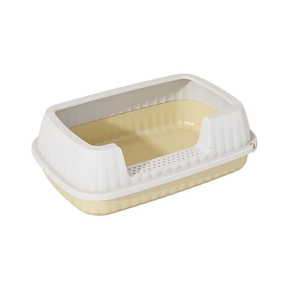 Open Cat Litter Box with High Side,Splashing Cats Litters Pan, Semi-Enclosed Cat Toilet with Litter Sifting Scoop