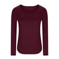 thumbnail image 6 of Qulqfy Long Sleeve Tops for Women Red Going Out Tight Blouses Crew Neck Stretchy Plain Shirts for Women, 6 of 6