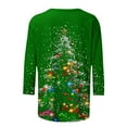 thumbnail image 5 of Ecqkame Christmas Shirts For Women Plus Size Funny Snowflake 3/4 Sleeve Tops Fashion Cute Crewneck Holiday Christmas Tree Shirt 05-Green XXXXXL, 5 of 5