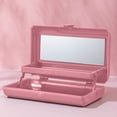 thumbnail image 5 of 2 Layer Folding Makeup Box with Mirror, Portable Travel Cosmetic Storage Organizer Bag for Students, Pink Rose Gray Options, 5 of 6