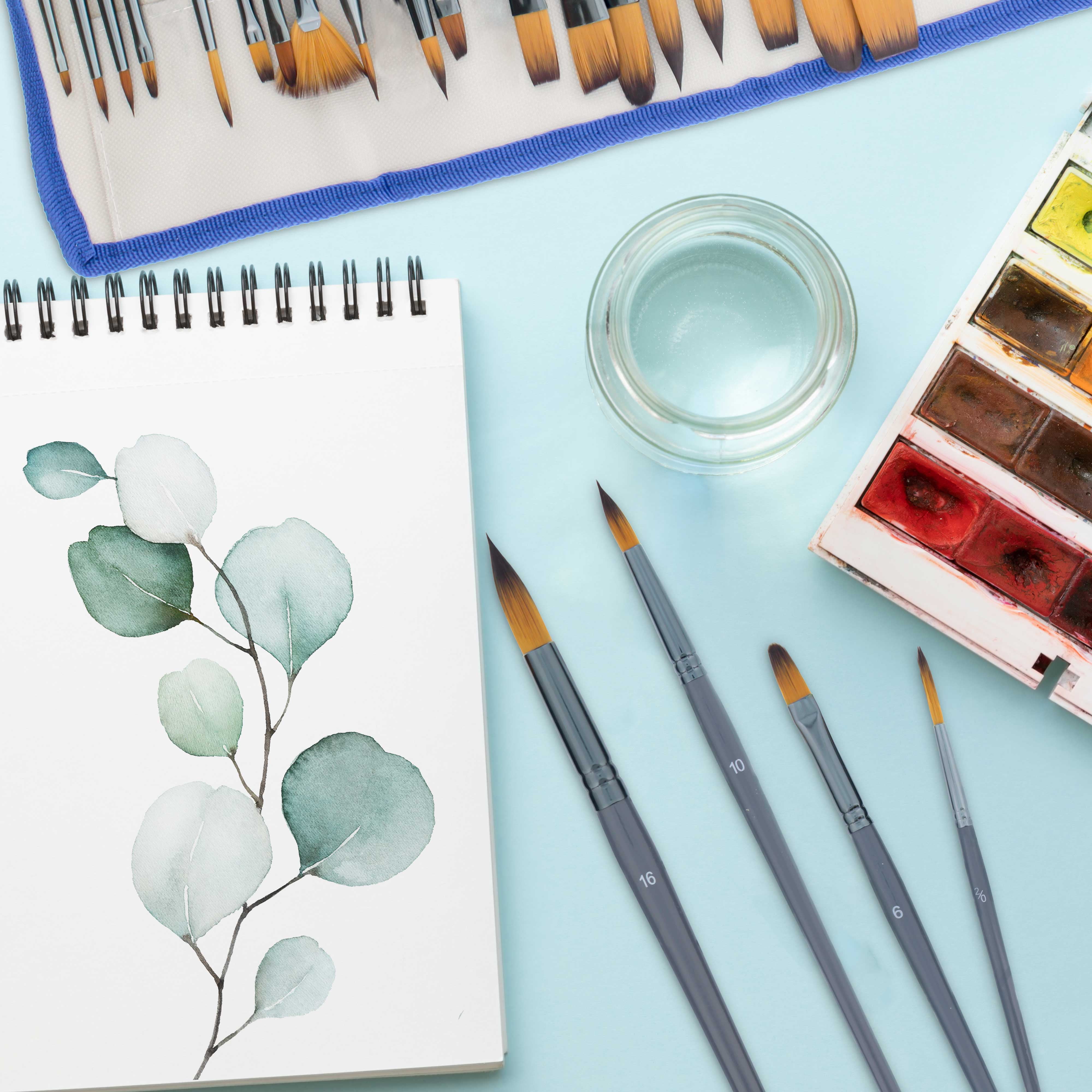 Art Philosophy Kit #4 - 1 pack Basics Oil Pastels + 1 A4 Watercolor paper  pad + 1 pack Watercolor Brush pens