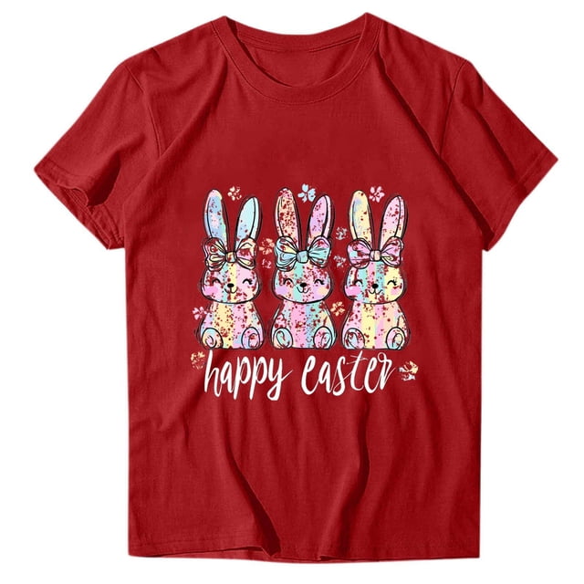 Camisetas de Manga Larga de las Mujeres Pascua Impreso Suelto Cuello Redondo Camiseta de Manga Corta, Camisetas de Manga Larga para las Mujeres de Uso Diario Casual