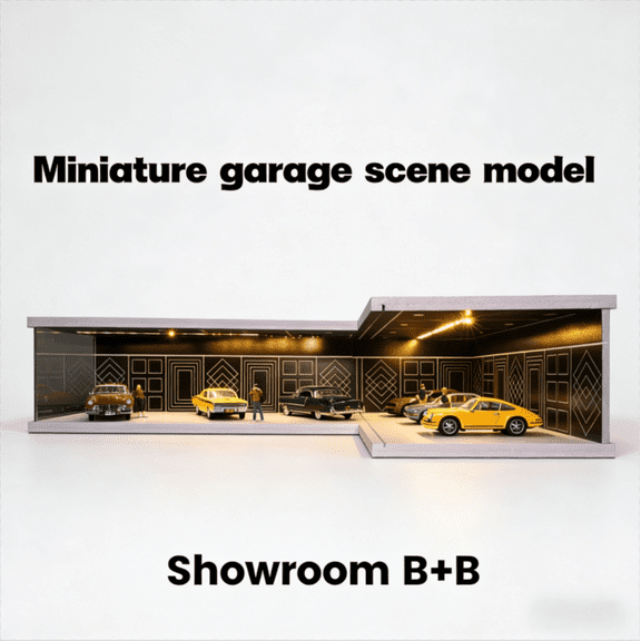 Diorama 1:64 Diecast Car Garage Model, Tri-Colour LED Lighting Shown, Parking Lot Scene, Multi Combination Exhibition Hall Scene Display Collection