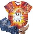thumbnail image 4 of Uootdi Halloween Womens Shirts Crew Neck Short Sleeve Cartoon Ghost Print Pullover Tee Loose Fit Cute Holiday Womens Tops, 4 of 7
