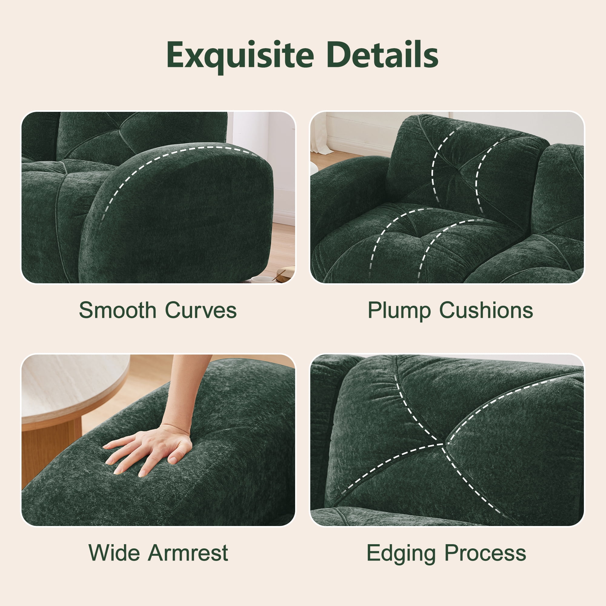 AISWORD 3-Piece Sofa Set (Two 2-Seater & One 3-Seater), 7-Seat Total Ultra-Soft Boneless Cloud Couches with 32D High-Density Foam & Anti-Slip Bottom, No Assembly Required