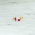 thumbnail image 3 of Delicate Stud Earrings 14k Yellow Gold Plated Silver 0.50CT Baguette Cut Lab Created Ruby, 3 of 3