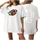 thumbnail image 1 of Tops Cortos para las Mujeres, Doble Cara Impreso Cuello Redondo Gota Hombro Camiseta, Top Estirable Casual, 1 of 5