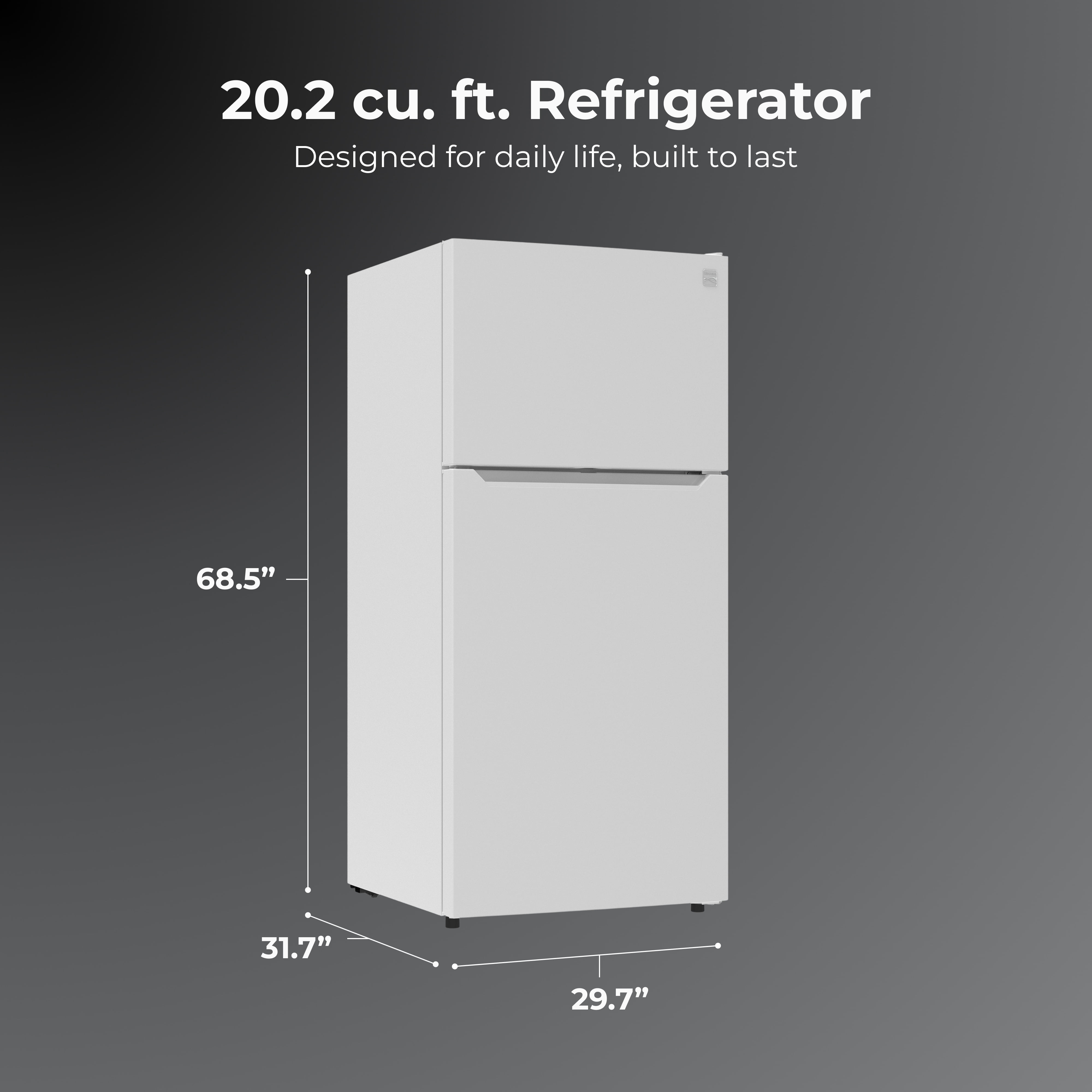 Kenmore 20.2 cu. ft. Top Freezer Refrigerator, Adjustable Glass Shelves, White