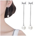 thumbnail image 2 of SUSHANG Zircon Bow Earrings Long Earrings Zircon Bow Earrings Earrings Silver Simple Earrings Jewelry, 2 of 8