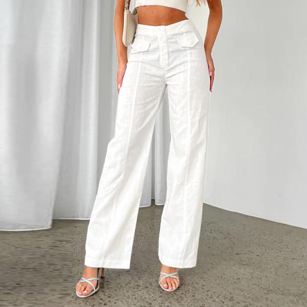 Pantalones extragrandes para mujer Spicy Girl Bolsillos de color sólido Cierre de cremallera Traje diario