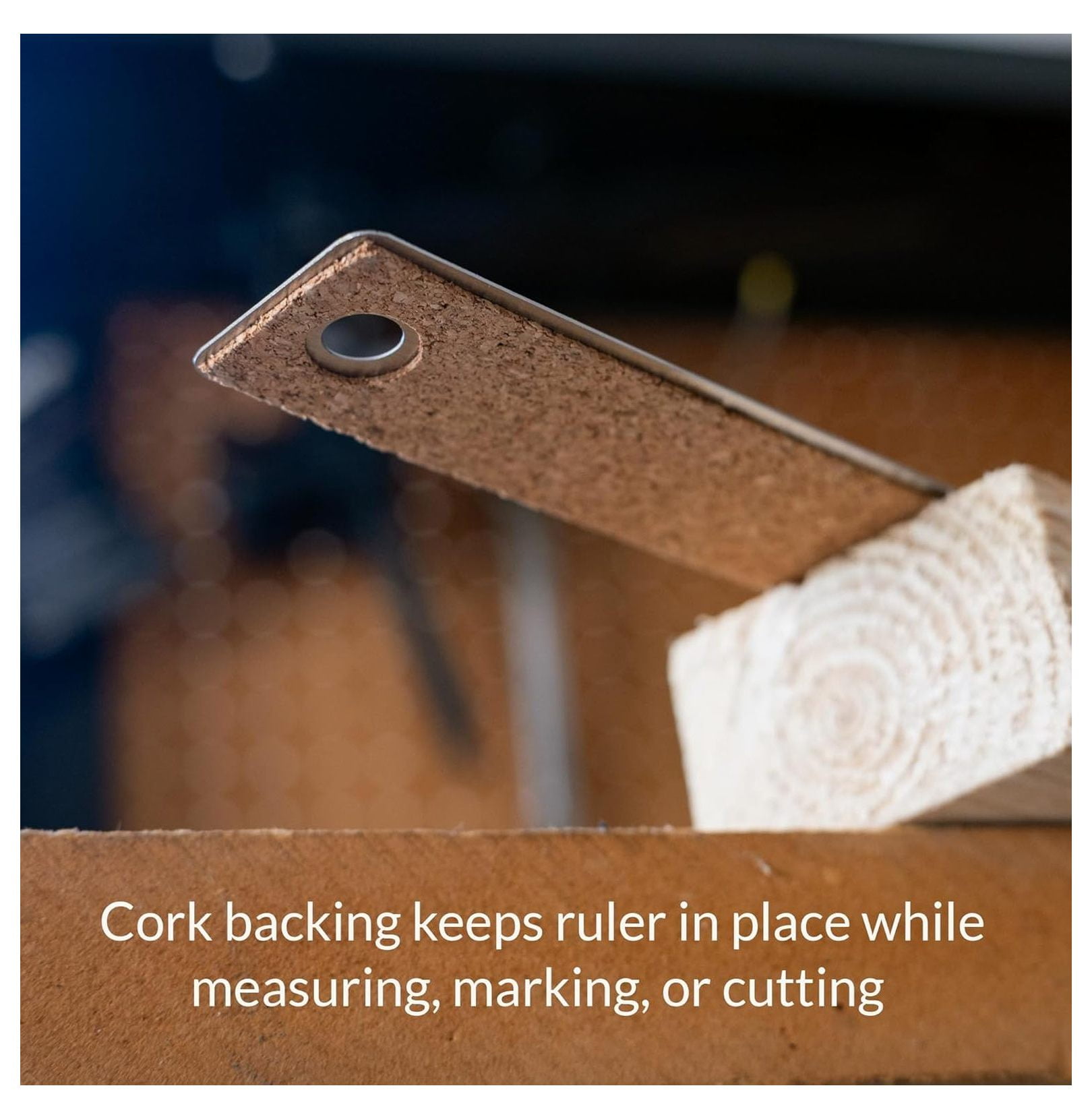 Unbranded Stainless Steel Metal Ruler with Cork Backing, 15 Inch, 2 Count, 2 Pack