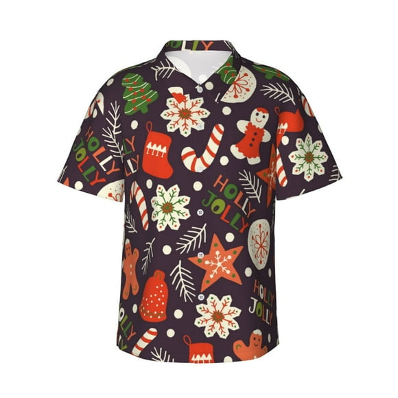 Saiise Winter Holiday Christmas Print Hawaiian Shirt for Men,Personalized Funny Men's and Women's face Hawaiian Shirts for Men Short Sleeve,XX-Large