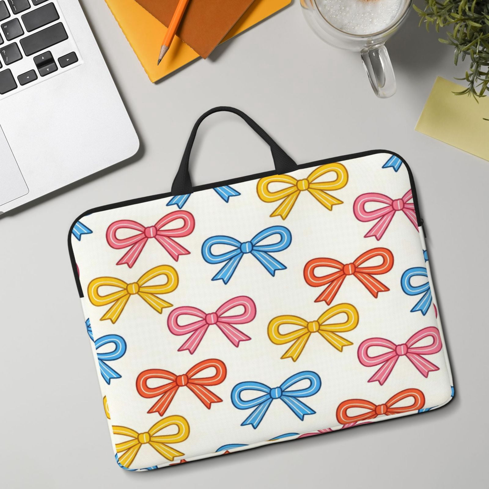 Laptop Sleeve Bag For Women Men 14inch Waterproof Durable Protective Computer Carrying Cover Handle Laptop Case Bag Colorful Bows (3)