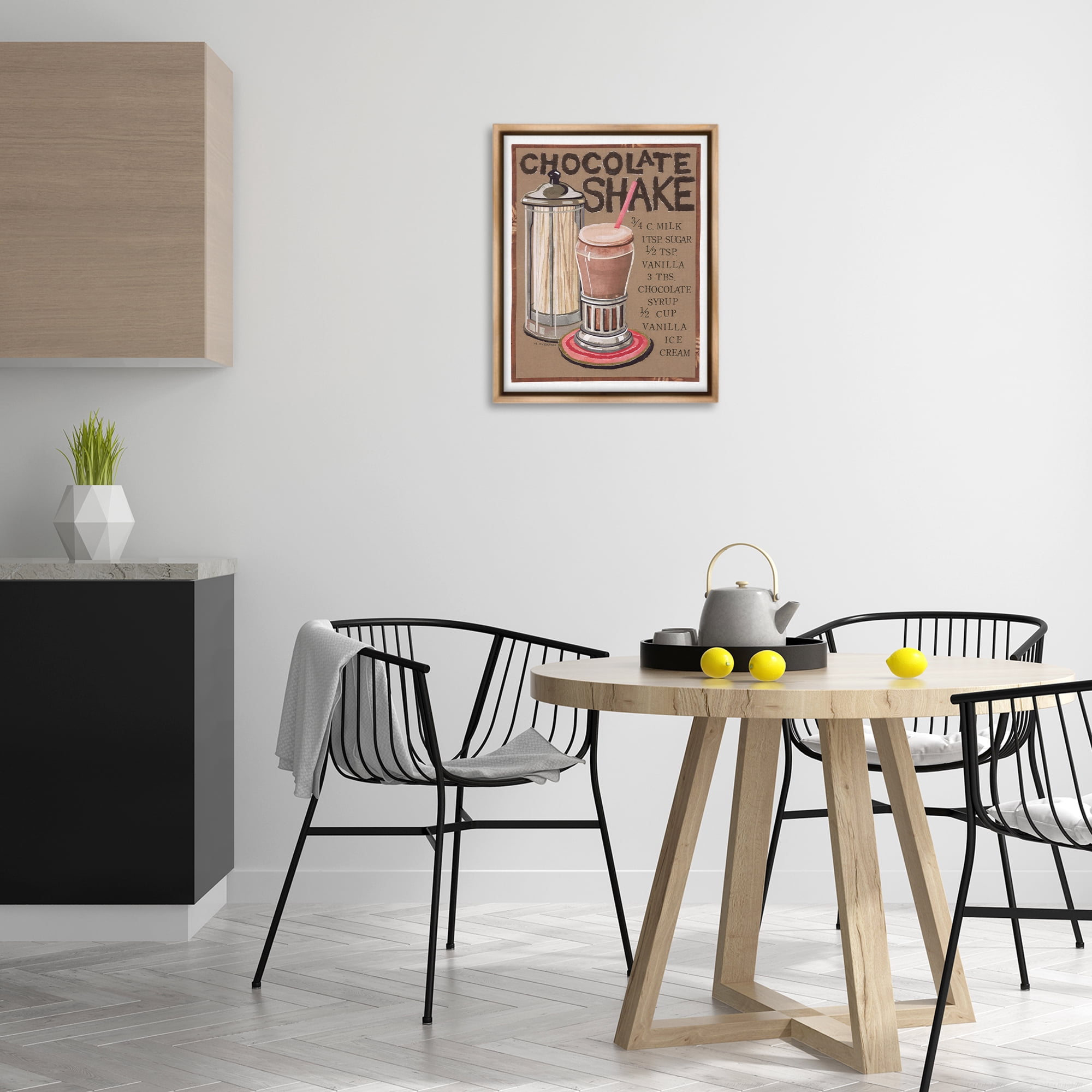 Stupell Industries Chocolate Shake Recipe Food & Beverage Painting Brown Floater Framed Art Print Wall Art, 17 x 21