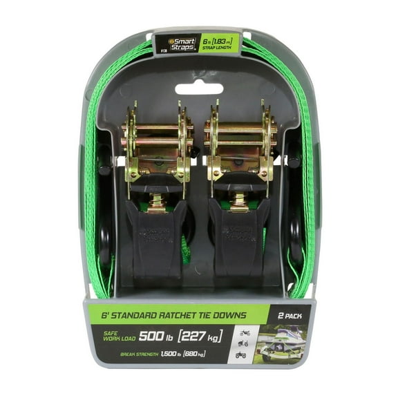 Attache à cliquet rembourrée, 1,8 m (6 pi), 680 kg (1500 lb), emballage de 2, vert