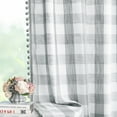 thumbnail image 5 of Exultantex Pompom Window Curtains Semi Sheer Gingham Plaid Panels for Kitchen, 40"W x 63"L, 2pcs, Rod Pocket,Grey-White, 5 of 6