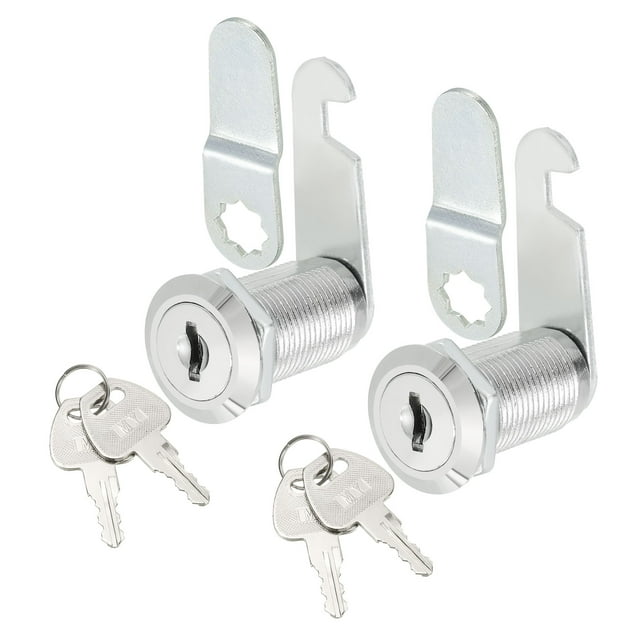 Unique Bargains Cam Lock, 1-1/8' Fits Up to 7/8' Thick Panel, Keyed Different Zinc Alloy 2Pcs
