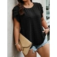 thumbnail image 5 of LANREMON Womens Tops Short Sleeve Summer Plus Size T shirt Loose Top Crew Neck Top Basic T Shirts Casual Summer Clothes Black Round Neck XXL, 5 of 6
