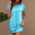 thumbnail image 2 of Timegard Summer Dresses for Women Short Sleeve Crewneck Solid Color Comfy Casual Fitting Shirts Dress, 2 of 8