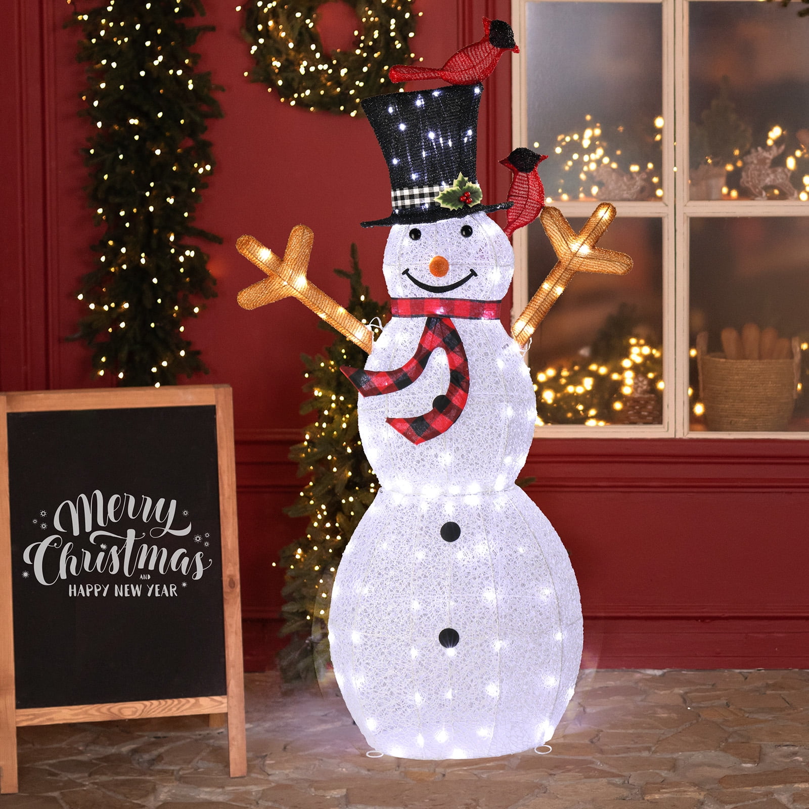 Zimtown LED Lighted Snowman Christmas Snowman w/ 180 LED Lights