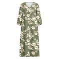 thumbnail image 7 of Ayolanni Plus Size Dresses for Women V Neck 3/4 Sleeve A-Line Maxi Dresses Floral Babydoll Beach Flowy Long Dress Green L, 7 of 7