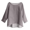 thumbnail image 5 of Breezora Relaxed Fit Womens 3 4 Sleeve Round Neck Blouse Lightweight Printed Top for Everyday Wear XXXL Size Grey, 5 of 7