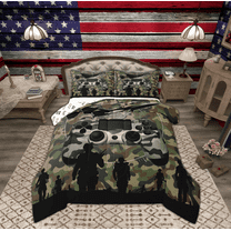 Manfei Camouflage Gamepad Bedding Twin Comforter Set, Cartoon Comforter Sets Twin Size, Teens Boys Girls Reversible Comforters & Duvets, Lightweight Bedroom Decoration, 2pcs