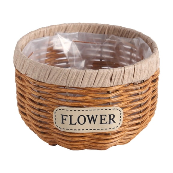 PEIBang Plant Baskets with Plastic Liners,6x4 Inch Hand Woven Flower Pots Cover Rattan Planter Basket for Farmhouse Home Decorations