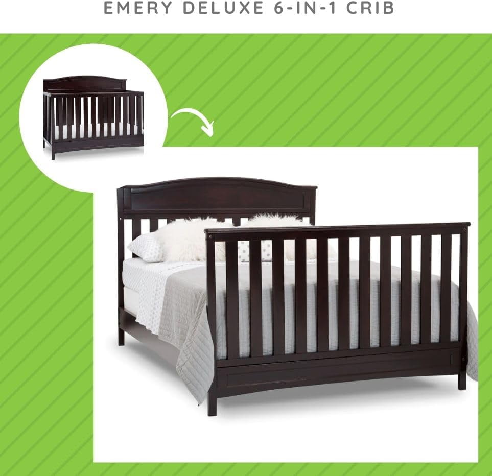 Full Size Conversion Kit Bed Rails for Emery Deluxe Crib by Delta Children - #0050 (Dark Chocolate - 207)