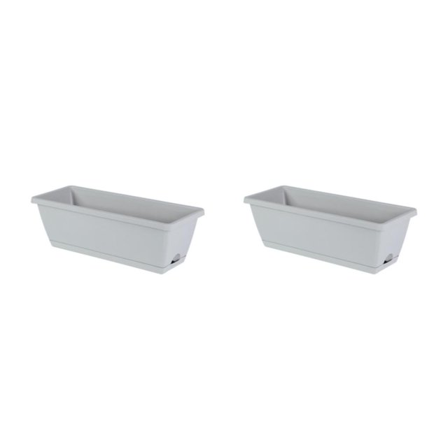 Macetas Ounissouiy Flores de Resina Jardines Balcón gris claro 43cm*19cm*15cm 2Conjunto